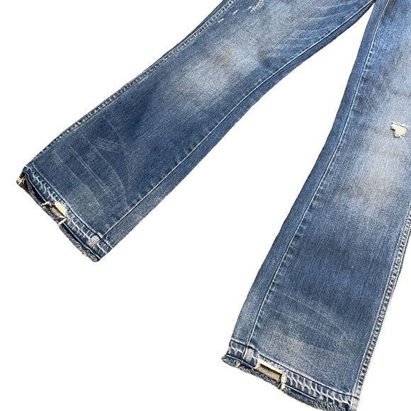 AMO Jane Micro Flare Jeans, Old School Wash, Distressed, Size 27, EUC - Picture 5 of 8